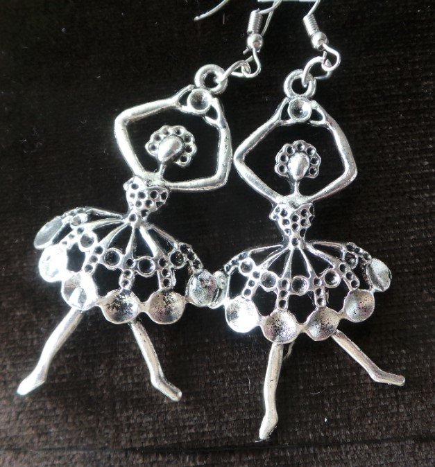 Серьги Балерина , черненый металл, 5 см