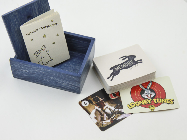 Настольная игра мемори "Зайчандия", 80 карт, дерево, картон, 10 см