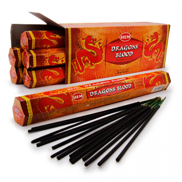 Благовония "Кровь Дракона Dragons Blood" HEM HEXA шестигранники, красный, 20 шт/уп 