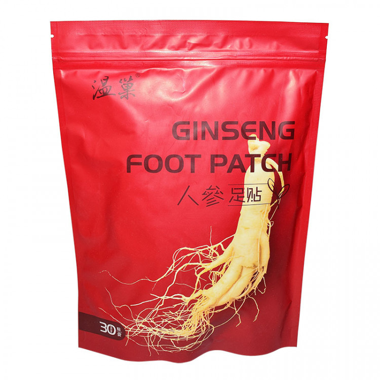 Китайский детокс пластырь для стоп с женьшенем Ginseng Foot Patch, 30 штук в упаковке